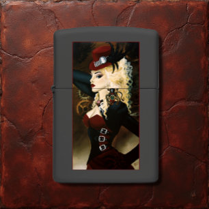 Elegant Lady Steampunk Victorian Red Clockwork Zippo Lighter
