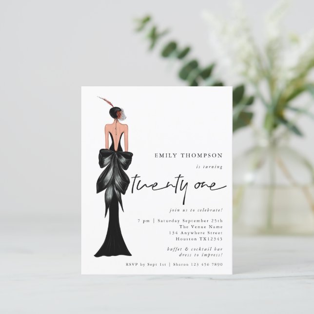 Elegant Lady Trendy Script 21st Birthday Invite (Standing Front)