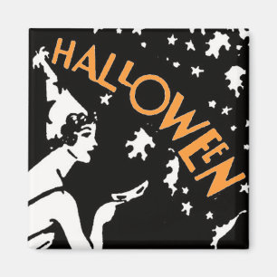 Elegant lady with a Mask Halloween Magnet