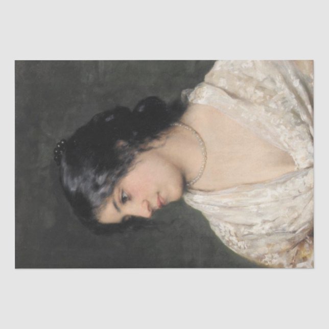 Elegant Lady with a Pearl Necklace Tissue Paper (Front)