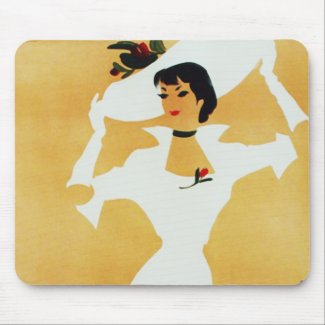 Elegant Lady with Large Picture Hat Mouse Pad