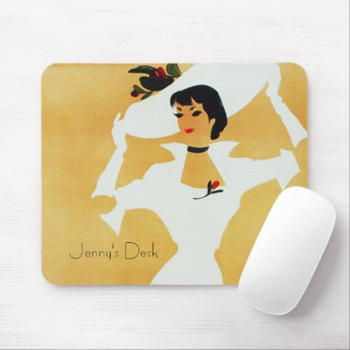 Elegant Lady with Large Picture Hat Mouse Pad