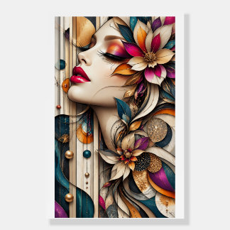 Elegant Lady with Mosaic Flower Headdress Foam Board