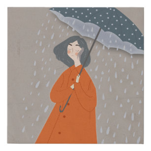 Elegant Lady with Umbrella Faux Canvas Print