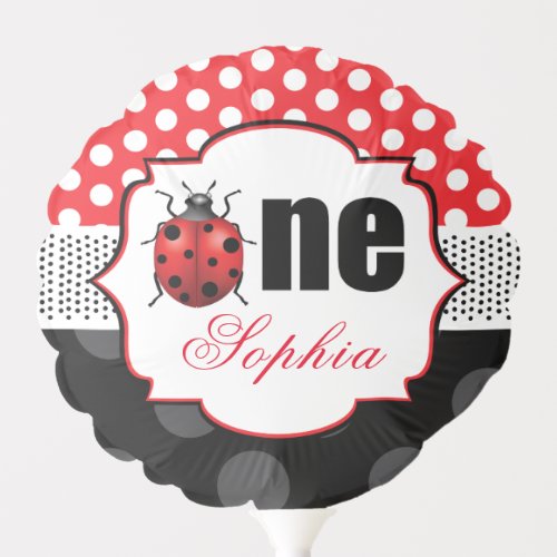 Elegant Ladybug First Birthday Personalized Balloon