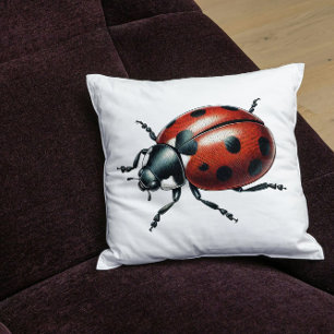 Elegant Ladybug Ladybird Nature Inspired Art Throw Pillow