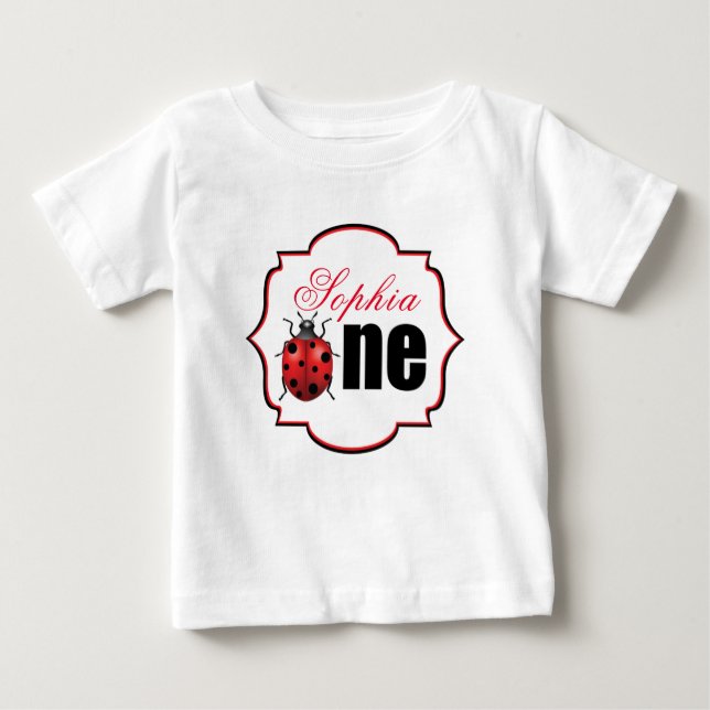 Elegant Ladybug Personalized Baby T-Shirt (Front)