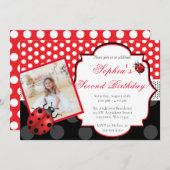 Elegant Ladybug Polka dot Birthday Invitation (Front/Back)