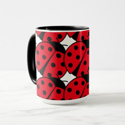 Elegant Ladybug red black pattern     Mug