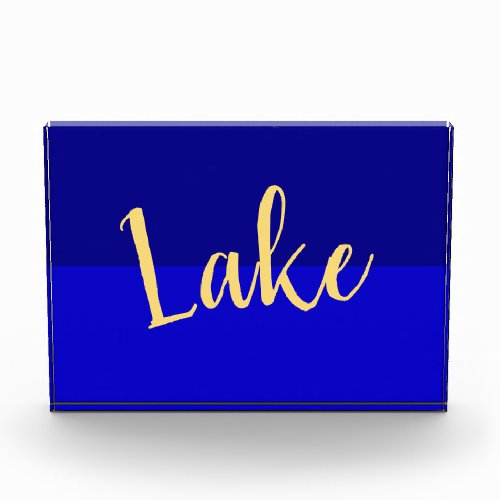 Elegant Lake Script Iconic Deep Royal Summer Blue Photo Block