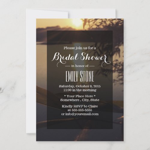 Elegant Lake Sunset Bridal Shower Invitations 5" X 7" Invitation Card