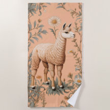 Elegant Lama and Daisy Flowers On Peach