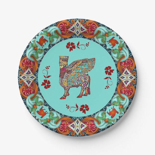 Elegant Lamassu Paper Plates (Front)