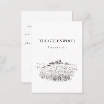 Elegant Landscape Sketch Homestead Farm Business Card by the_mad_mare at Zazzle