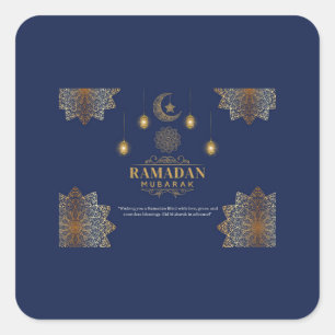 Elegant Lantern Glow Ramadan Greeting Square Sticker