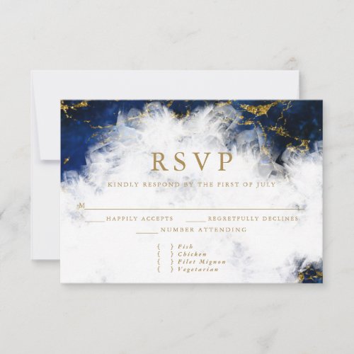 Elegant Lapis Lazuli Crystal Geode RSVP Card