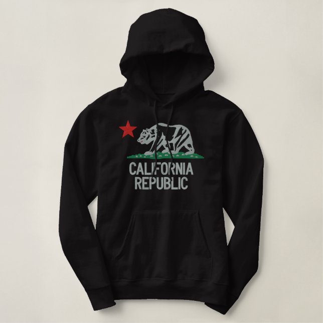 Elegant Large California Republic Embroidery Embroidered Hoodie (Design Front)