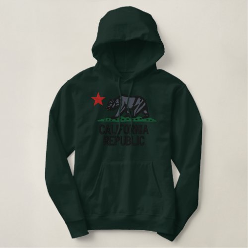 Elegant Large California Republic Embroidery Embroidered Hoodie