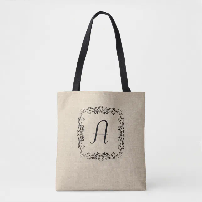 Canvas Tote Bag, Personalized Tote Bag, Initial Tote Bag, Large