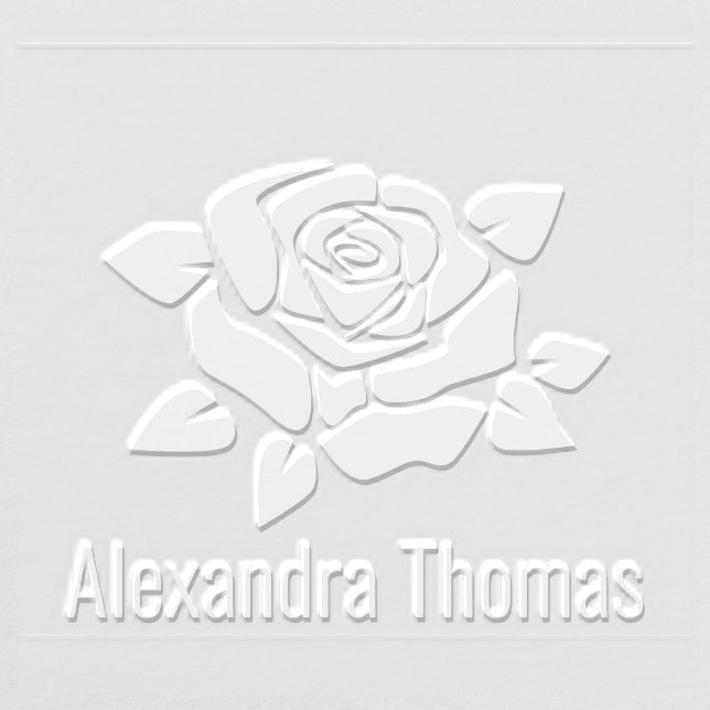 Elegant Large Floral Rose Blossom Name Monogram Embosser (Design)