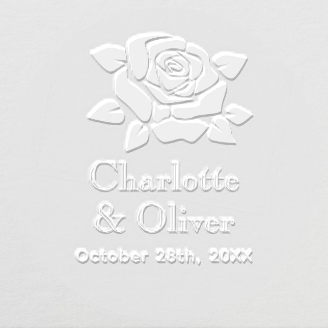 Elegant Large Rose Bloom #3 Couple Names Date Embosser (Design)