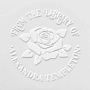 Elegant Large Rose Bloom #3 Library Book Name Embosser