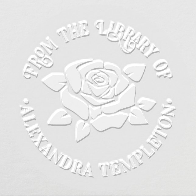 Elegant Large Rose Bloom #3 Library Book Name Embosser (Design)