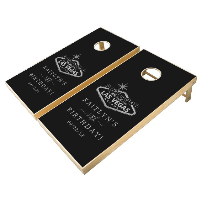 Elegant Las Vegas Birthday Party Cornhole Set (Angled)