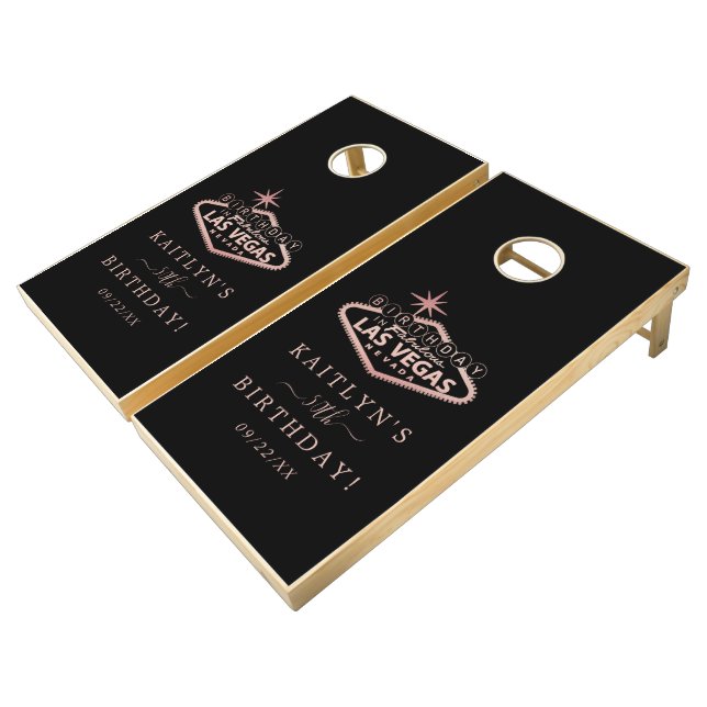 Elegant Las Vegas Birthday Party Cornhole Set (Angled)