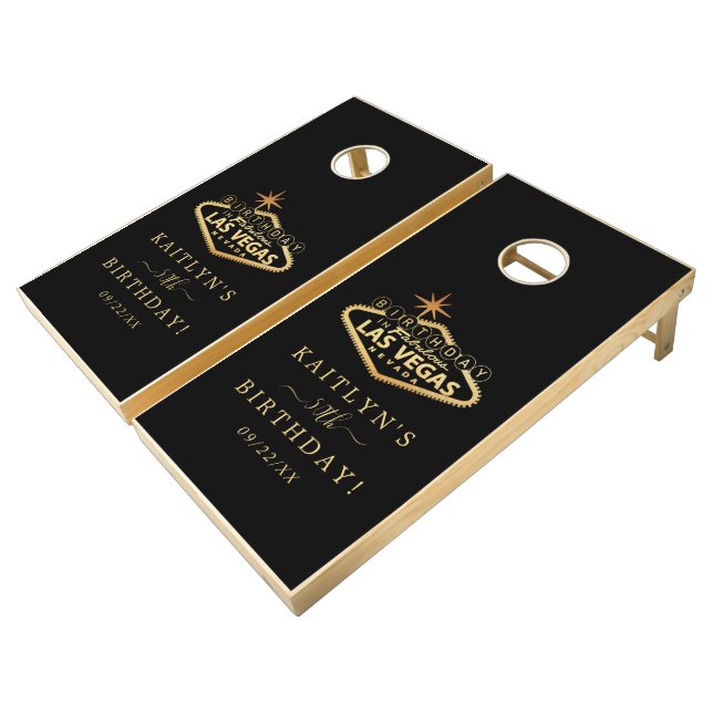 Elegant Las Vegas Birthday Party Cornhole Set (Angled)