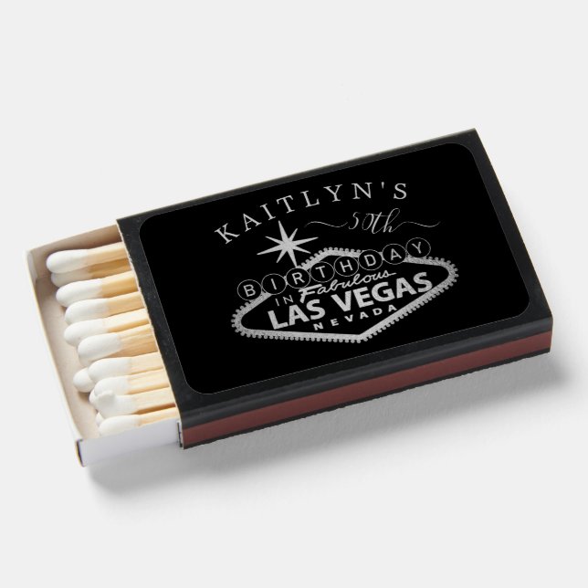 Elegant Las Vegas Birthday Party Favor Matchboxes (Front Open)