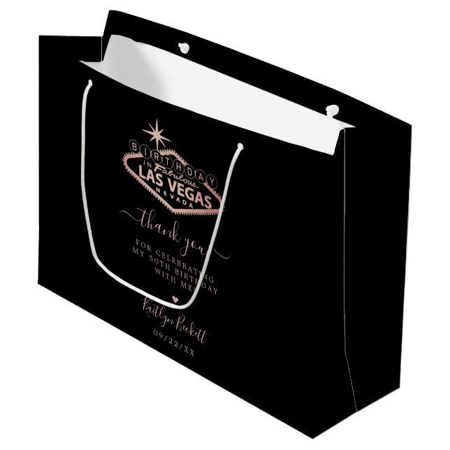 Elegant Las Vegas Birthday Party Thank You Large Gift Bag (Front Angled)