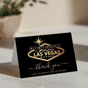 Elegant Las Vegas Birthday Photo Thank You Card
