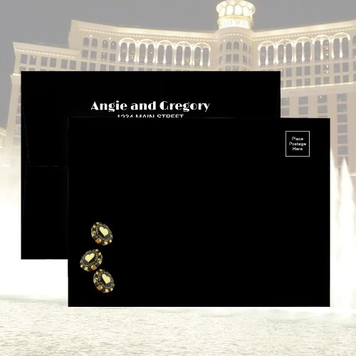 Elegant Las Vegas Black and Gold Poker Chip Envelope