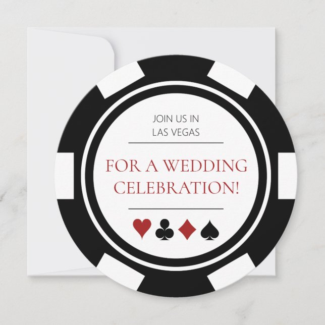 Elegant Las Vegas Black White Poker Chip Wedding Invitation (Front)