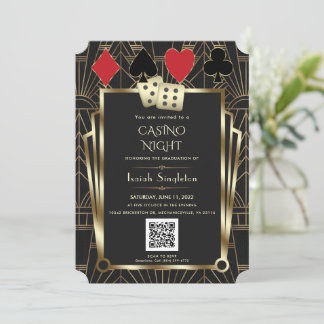 Elegant Las Vegas Casino Night Graduation  Invitation