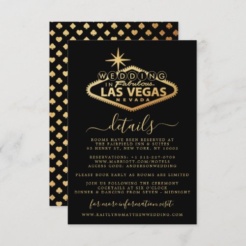 Elegant Las Vegas Destination Wedding Detail Enclosure Card
