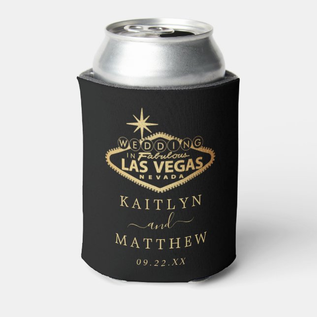 Elegant Las Vegas Destination Wedding Favor Can Cooler (Can Back)