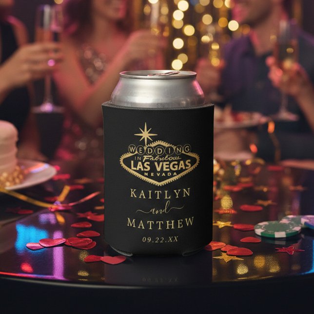 Elegant Las Vegas Destination Wedding Favor Can Cooler (Creator Uploaded)