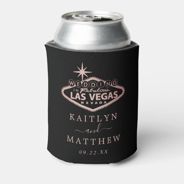 Elegant Las Vegas Destination Wedding Favor Can Cooler (Can Back)