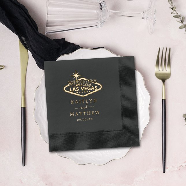 Elegant Las Vegas Destination Wedding Foil Napkins (Creator Uploaded)