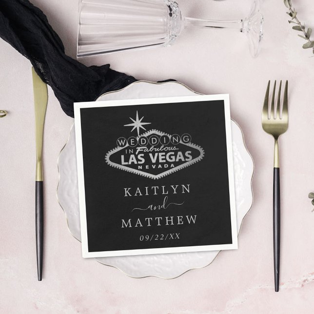 Elegant Las Vegas Destination Wedding Napkins (Creator Uploaded)