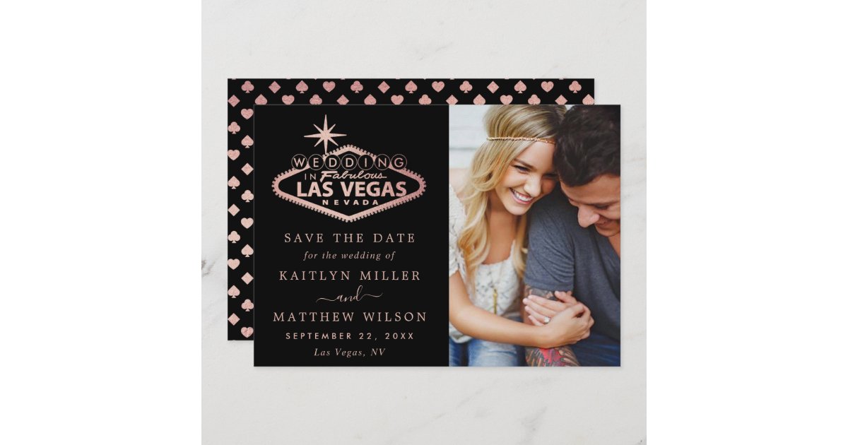 Gold Glitter Vegas Passport Save the Date Card