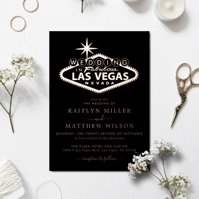 Elegant Las Vegas Destination Wedding Real Foil Invitation (Creator Uploaded)
