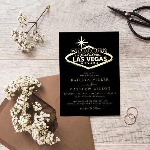 Elegant Las Vegas Destination Wedding Real Foil Invitation