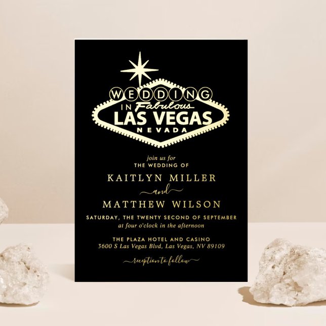 Elegant Las Vegas Destination Wedding Real Foil Invitation (Creator Uploaded)