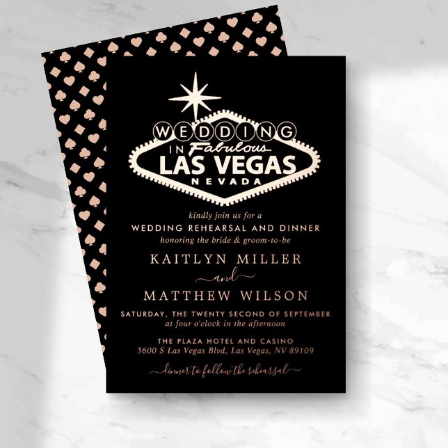 Elegant Las Vegas Destination Wedding Rehearsal Foil Invitation (Creator Uploaded)