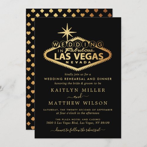 Elegant Las Vegas Destination Wedding Rehearsal Invitation