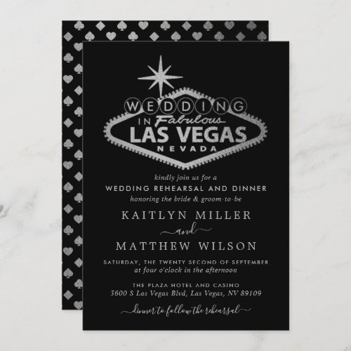 Elegant Las Vegas Destination Wedding Rehearsal Invitation