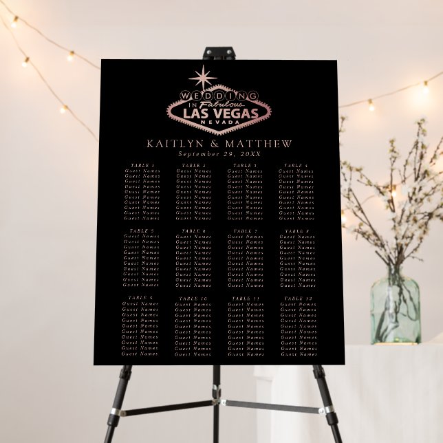 Elegant Las Vegas Destination Wedding Seating Foam Board (In Situ (Stand))
